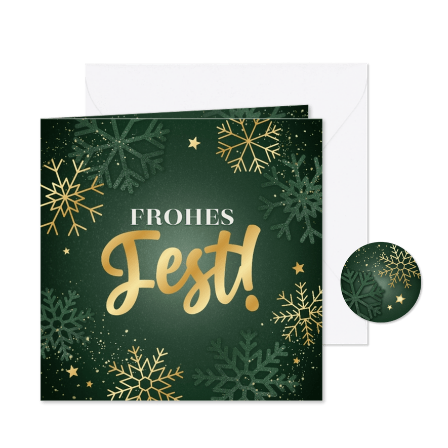 Grußkarte Weihnachten 'Frohes Fest' mit Gold - Karteneindruck