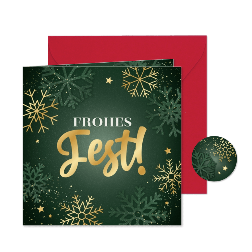 Grußkarte Weihnachten 'Frohes Fest' mit Gold - Karteneindruck
