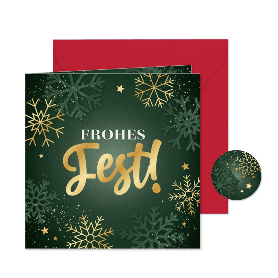 Grußkarte Weihnachten 'Frohes Fest' mit Gold - Kartenvorschau
