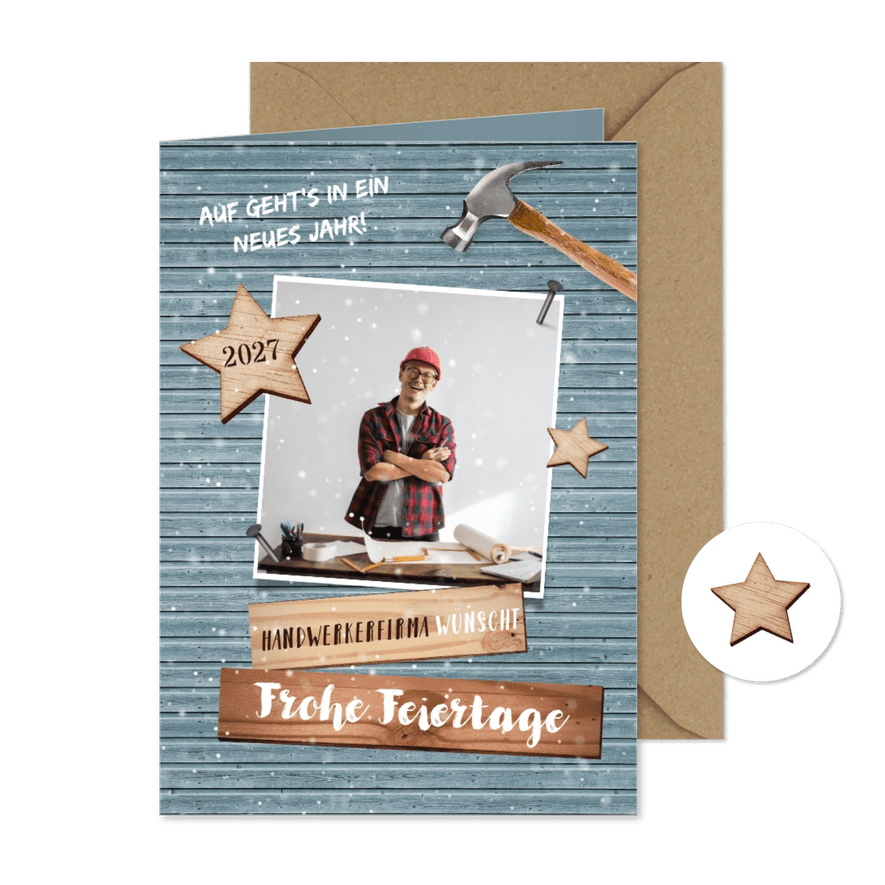 Grußkarte Weihnachten geschäftlich Handwerker - Kartenvorschau

