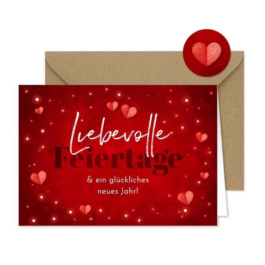 Grußkarte Weihnachten Herzen 'Liebevolle Feiertage' - Karteneindruck