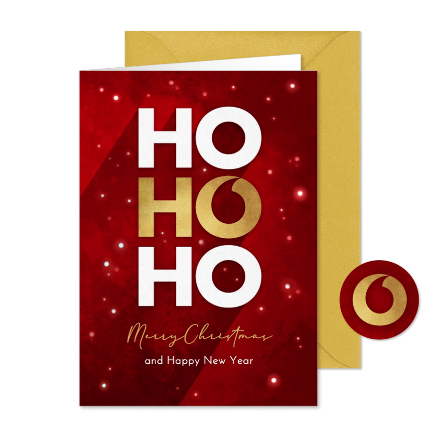 Grußkarte Weihnachten 'Ho Ho Ho' rote Lichtpunkte - Kartenvorschau
