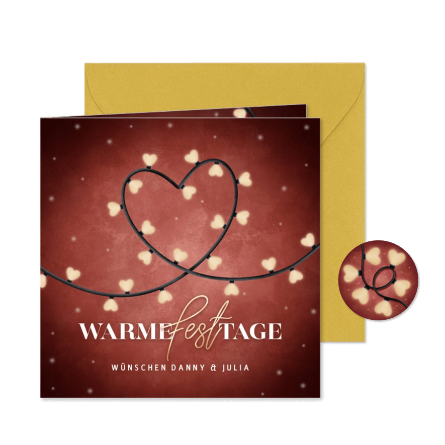 Grußkarte Weihnachten Lichterkette 'Warme Festtage' - Karteneindruck
