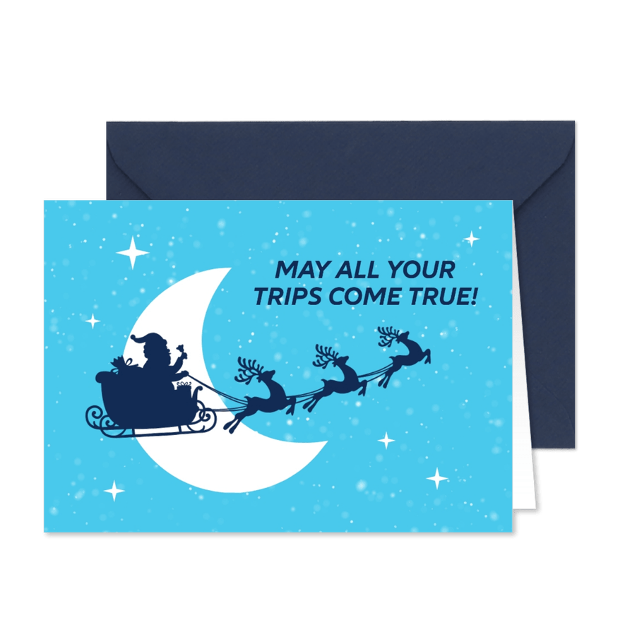 Grußkarte Weihnachten 'May all your trips come true' - Karteneindruck
