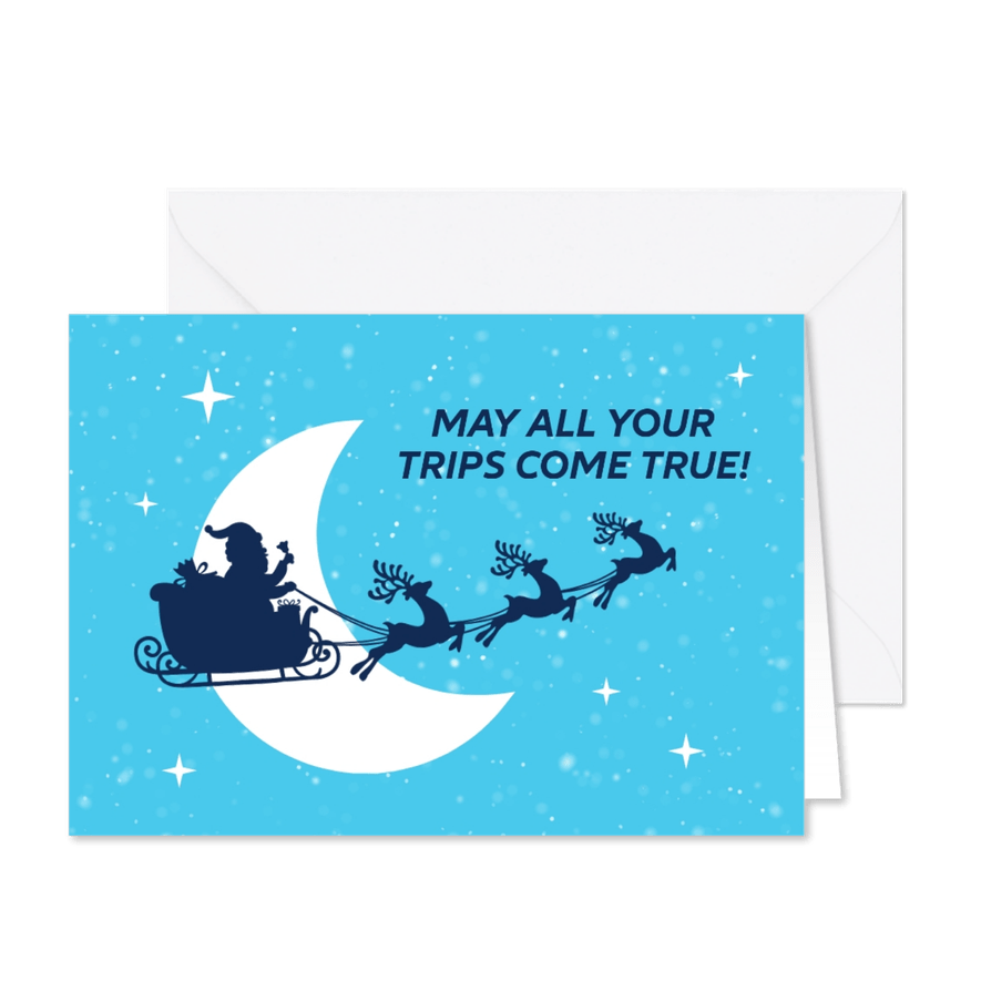 Grußkarte Weihnachten 'May all your trips come true' - Karteneindruck
