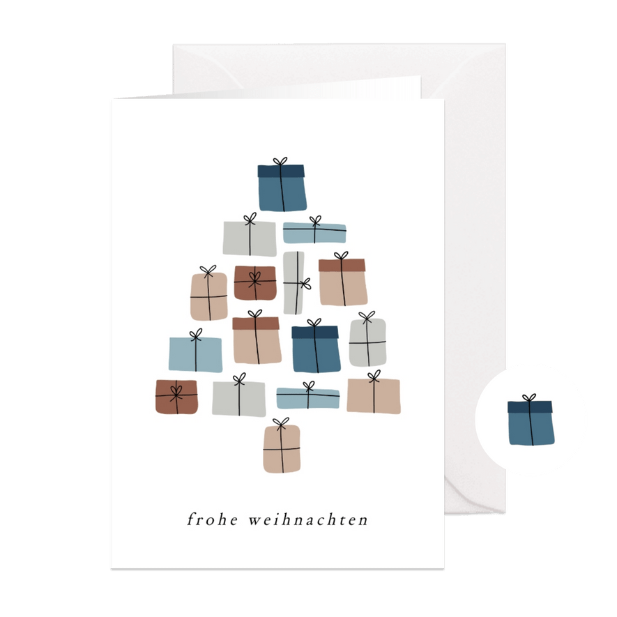 Grußkarte Weihnachtsbaum aus Geschenken - Karteneindruck
