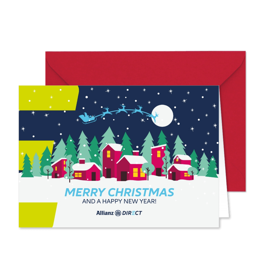 Grußkarte Weihnachtsdorf im Schnee - Karteneindruck
