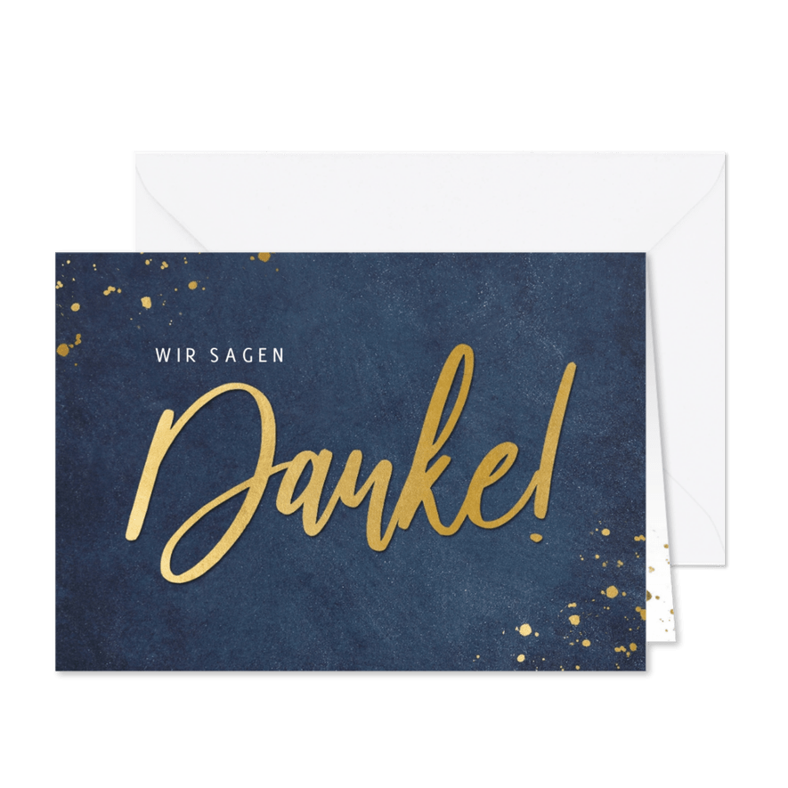 Grußkarte 'Wir sagen Danke' Goldlook - Karteneindruck