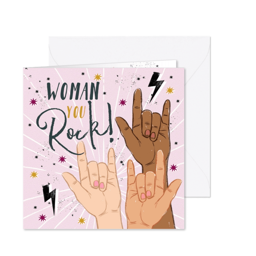 Grußkarte 'Woman, you rock' - Karteneindruck