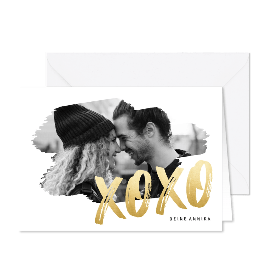 Grußkarte XOXO mit großem Foto - Karteneindruck