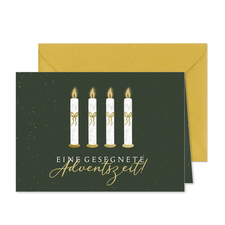 Grußkarte zum Advent mit vier Kerzen - Karteneindruck
