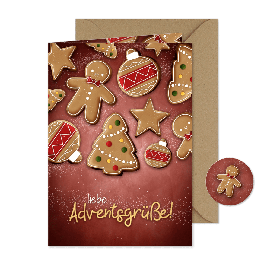Grußkarte zum Advent mit Weihnachtsplätzchen - Karteneindruck