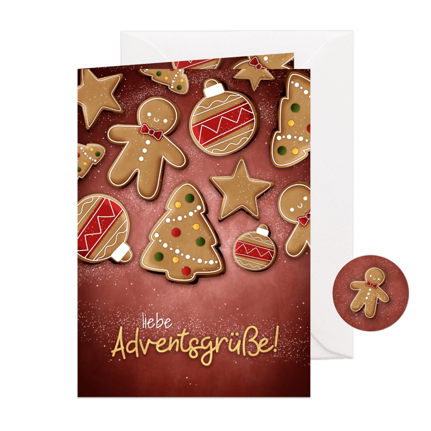 Grußkarte zum Advent mit Weihnachtsplätzchen - Karteneindruck
