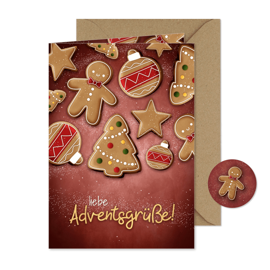 Grußkarte zum Advent mit Weihnachtsplätzchen - Karteneindruck