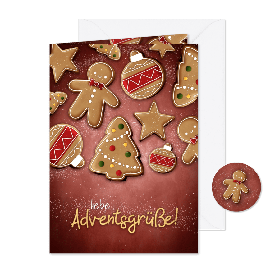 Grußkarte zum Advent mit Weihnachtsplätzchen - Karteneindruck