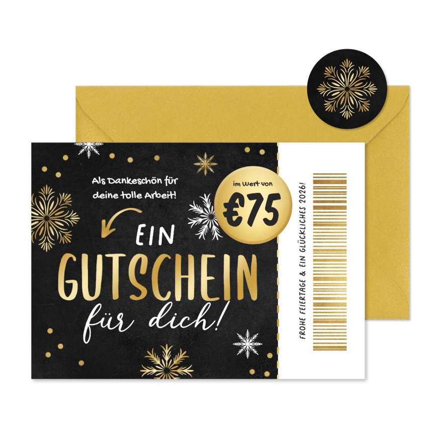 Gutschein-Weihnachtskarte Mitarbeiter - Karteneindruck
