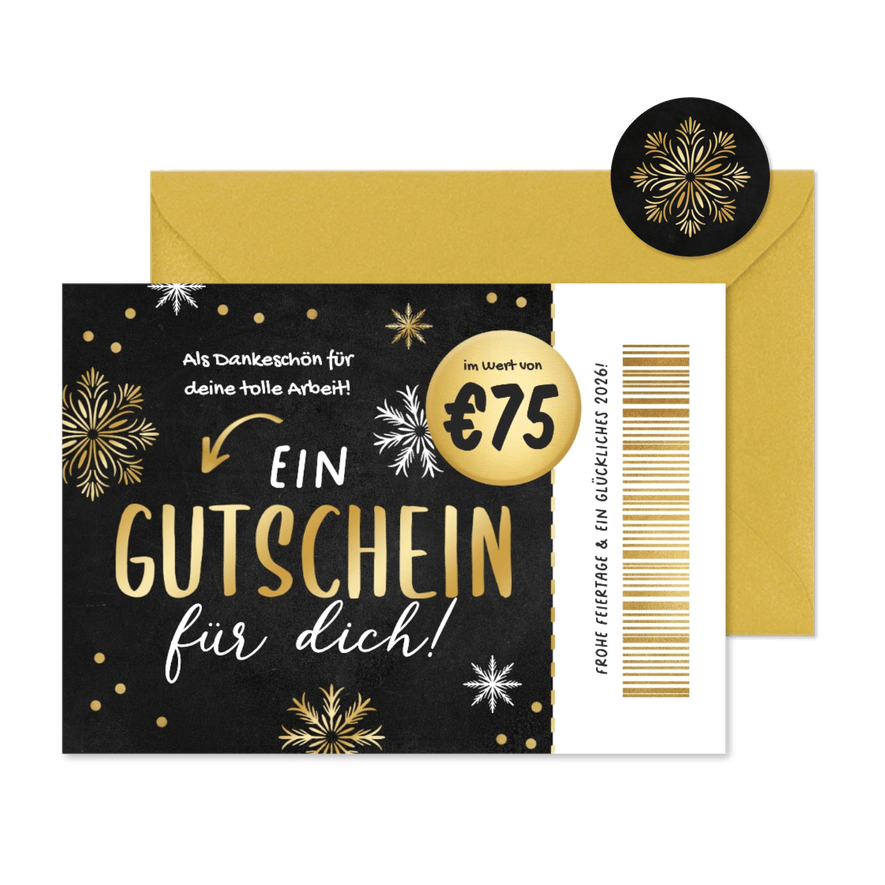 Gutschein-Weihnachtskarte Mitarbeiter - Karteneindruck