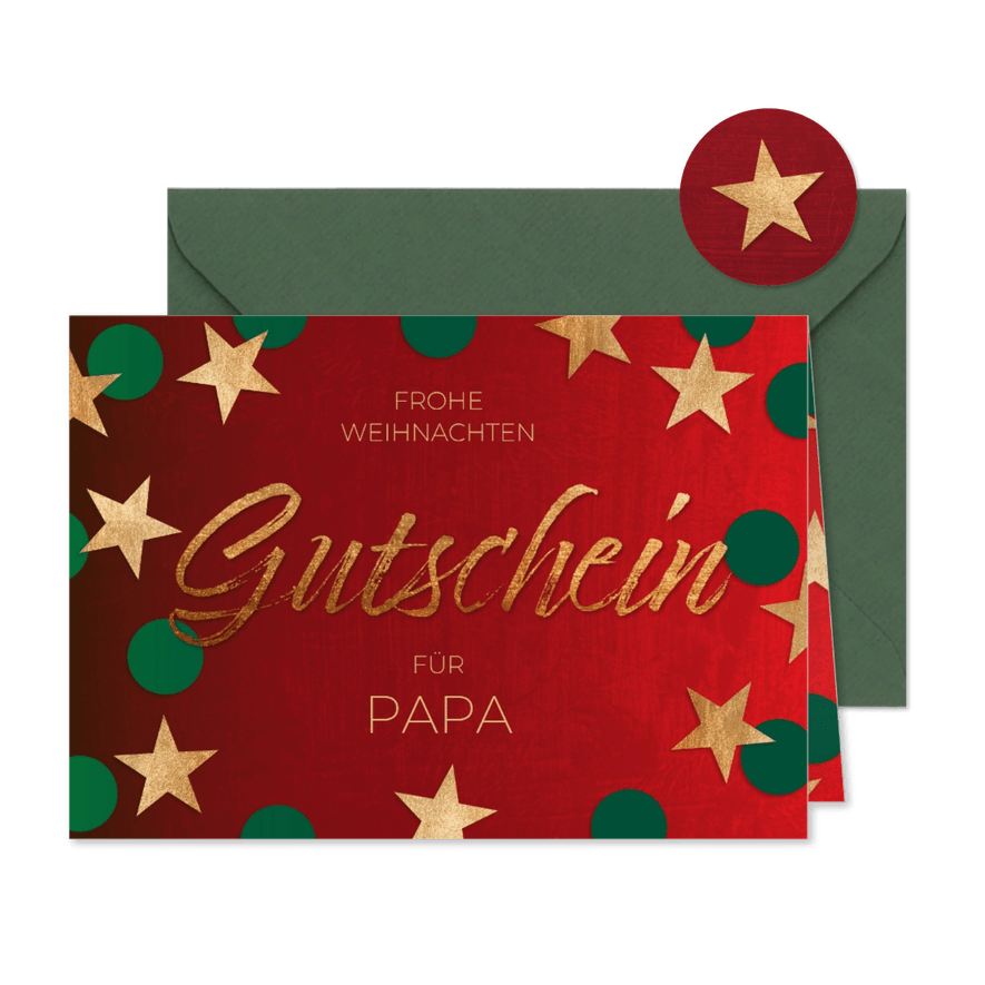 Gutscheinkarte Geschenkgutschein Weihnachten Sterne - Karteneindruck
