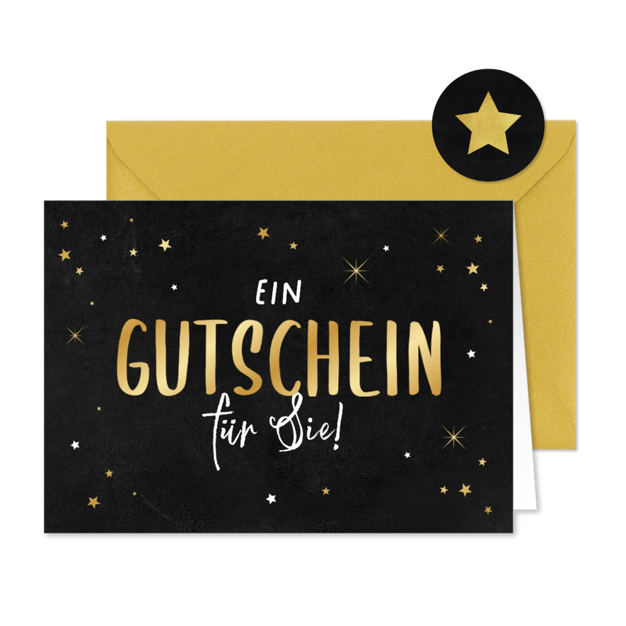 Gutscheinkarte Weihnachten Mitarbeiter Goldschrift - Karteneindruck
