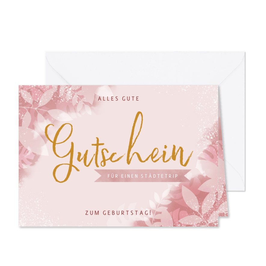 Gutscheinkarte zum Geburtstag rosa Blumen - Karteneindruck