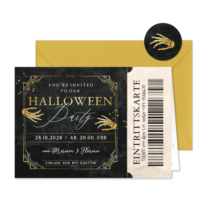 Halloween-Einladung Eintrittskarte - Karteneindruck