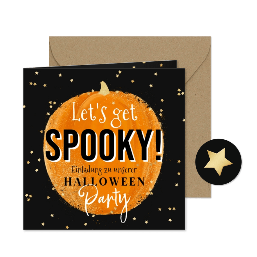 Halloween Einladungskarte großer Kürbis - Karteneindruck