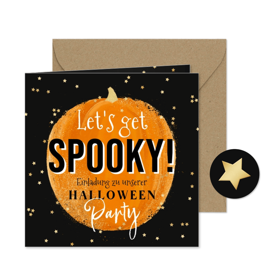 Halloween Einladungskarte großer Kürbis - Kartenvorschau

