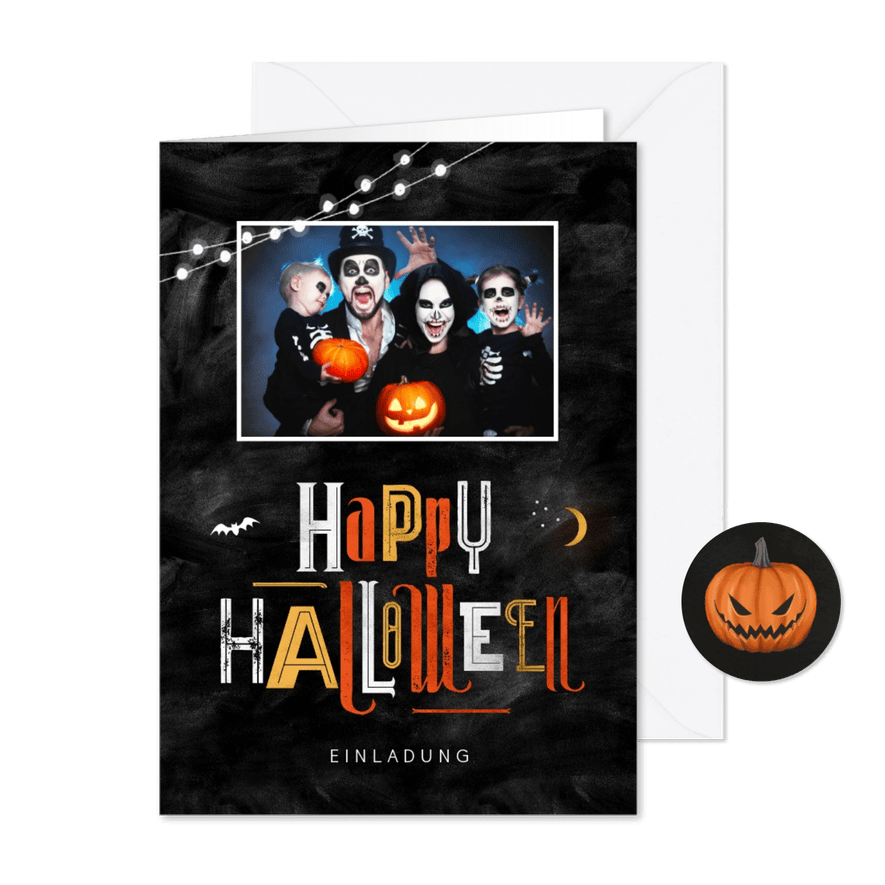 Halloween-Einladungskarte mit Foto - Karteneindruck
