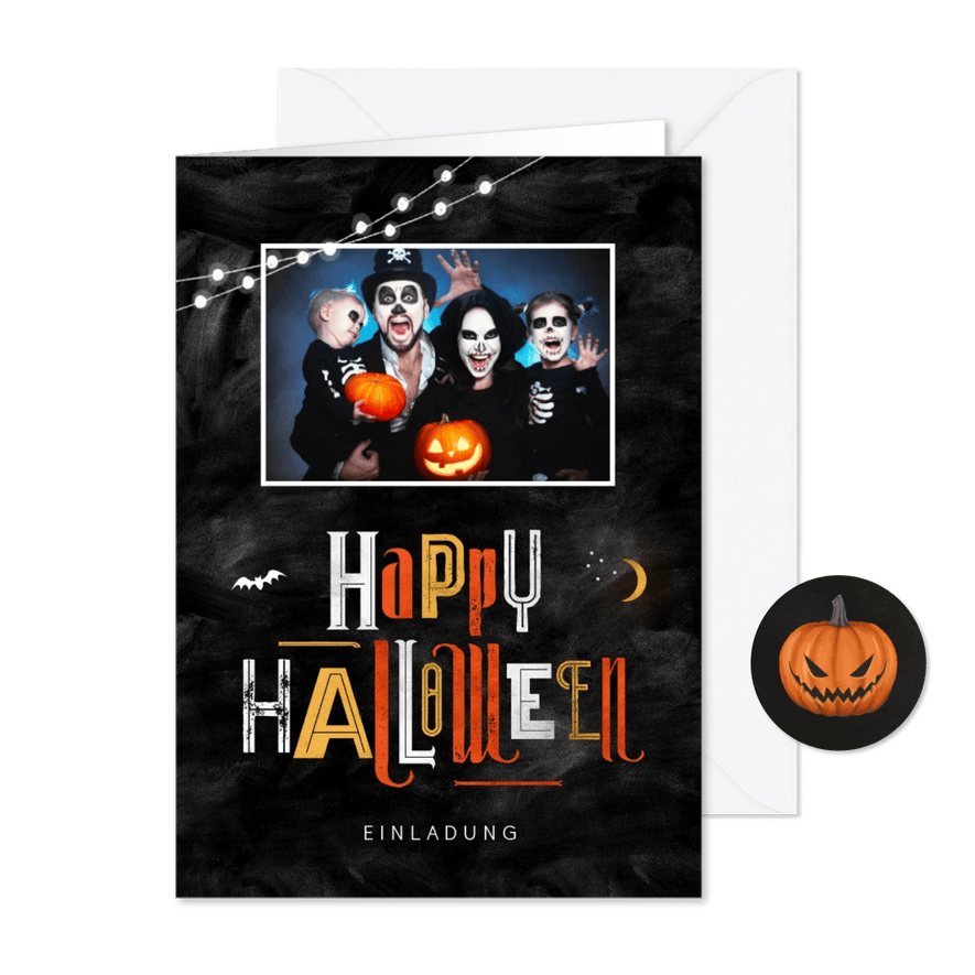 Halloween-Einladungskarte mit Foto - Karteneindruck