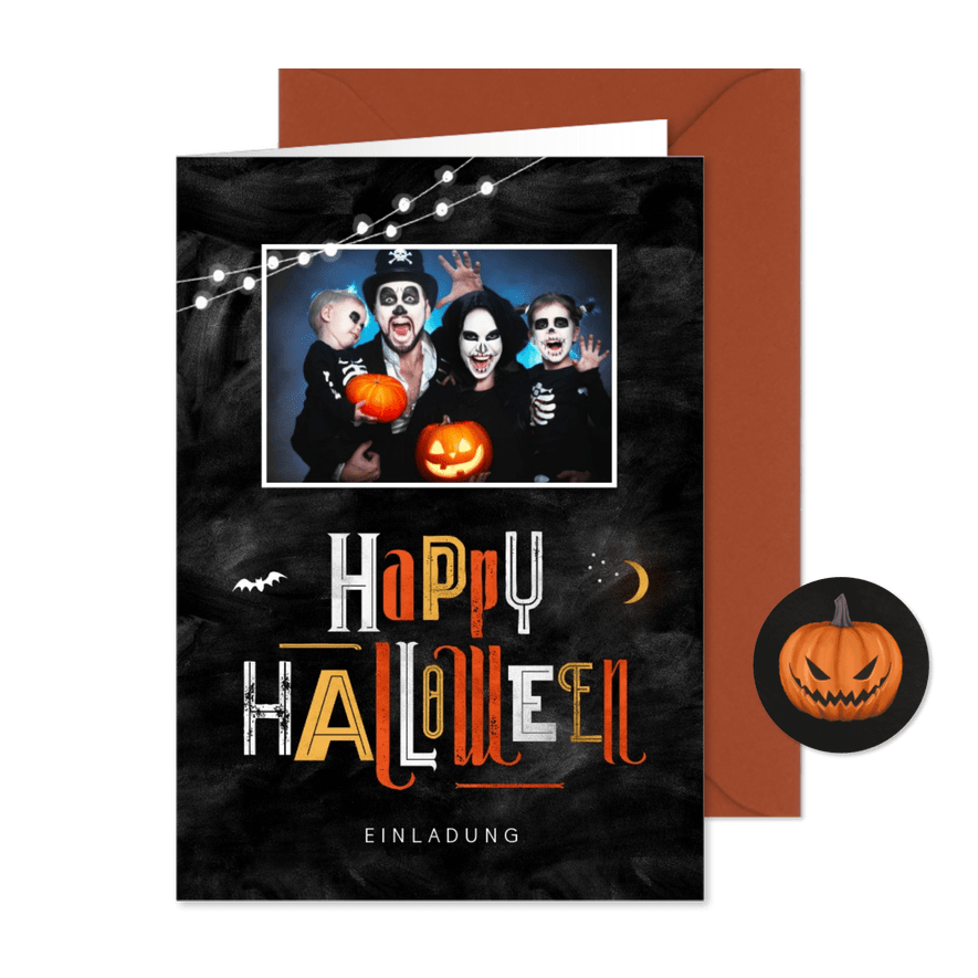 Halloween-Einladungskarte mit Foto - Kartenvorschau
