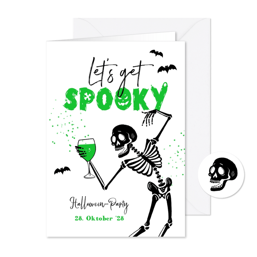 Halloweenparty Einladungskarte 'Let's get spooky' - Kartenvorschau
