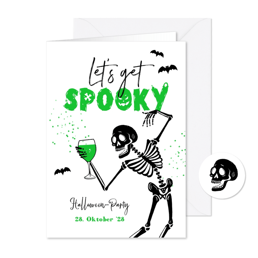 Halloweenparty Einladungskarte 'Let's get spooky' - Karteneindruck