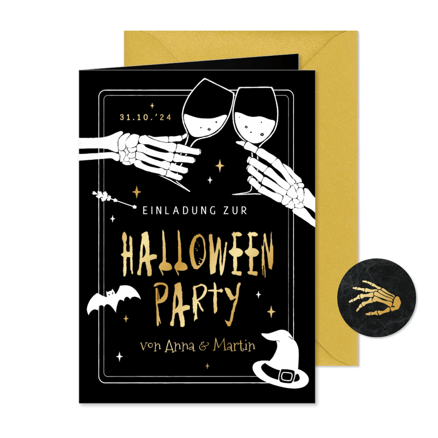 Halloweenparty Einladungskarte zur Kostümparty - Karteneindruck