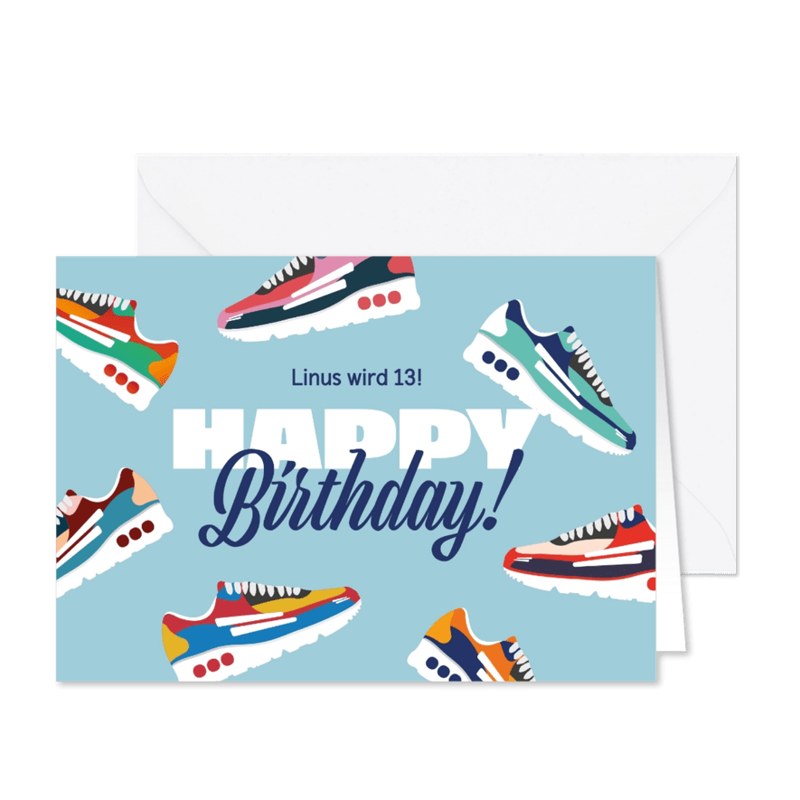 Happy Birthday Karte Sneakers - Karteneindruck