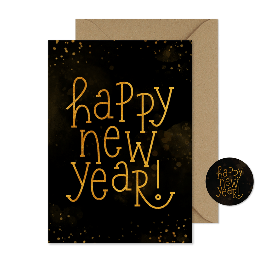 'Happy New Year' Neujahrskarte - Karteneindruck

