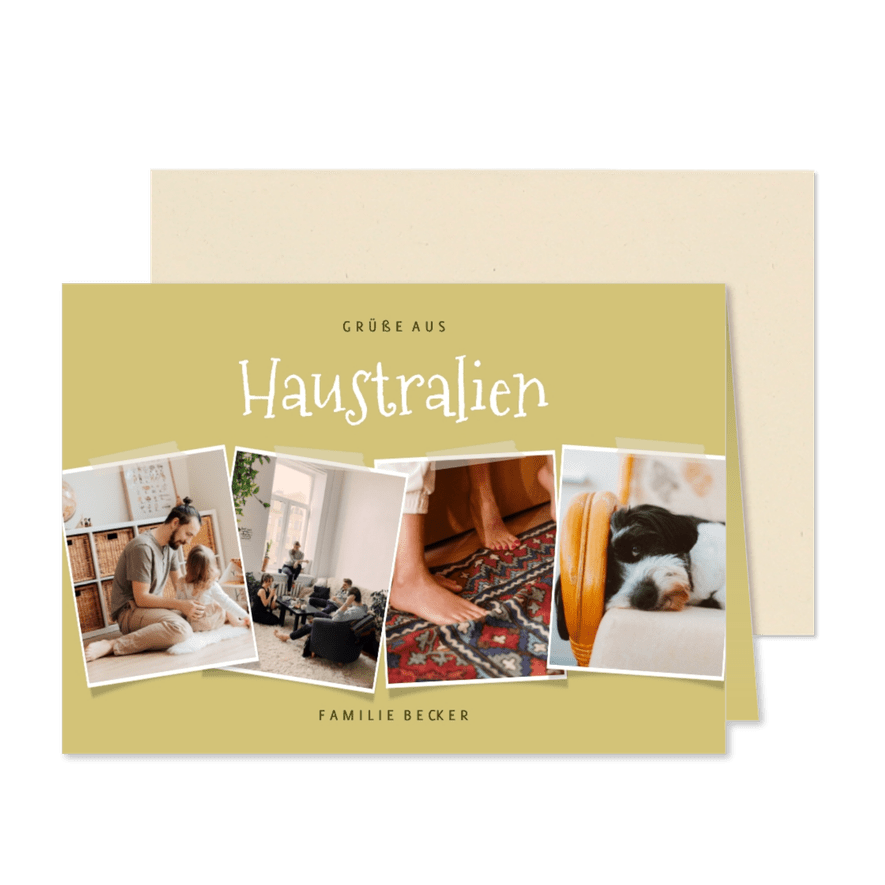 Heitere Fotocollagekarte Urlaub 'Haustralien' - Kartenvorschau