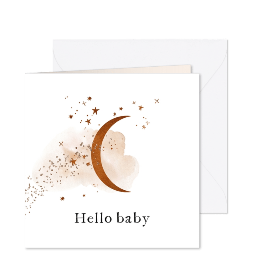 'Hello Baby' Glückwunschkarte Mond - Karteneindruck