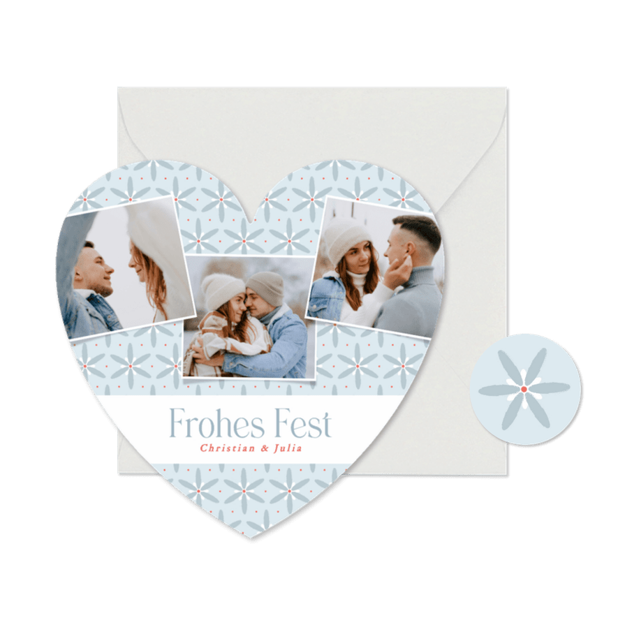 Herzkarte Weihnachten Eisblumen Fotocollage - Karteneindruck