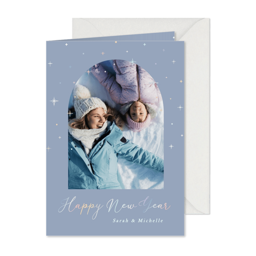 Hippe Fotokarte Neujahrsgrüße - Karteneindruck
