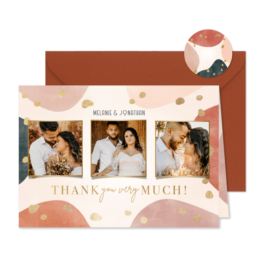 Hochzeit Danksagung Fotos geometrisch & organisch - Karteneindruck
