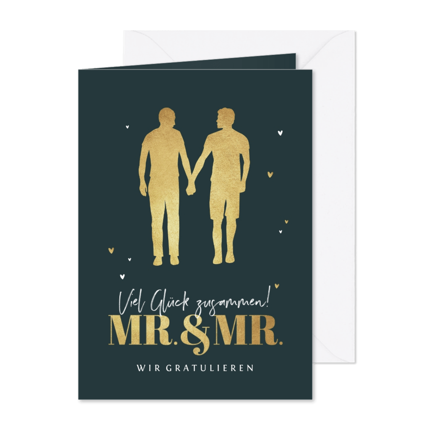 Hochzeit Glückwunschkarte Mr. & Mr. gold - Karteneindruck