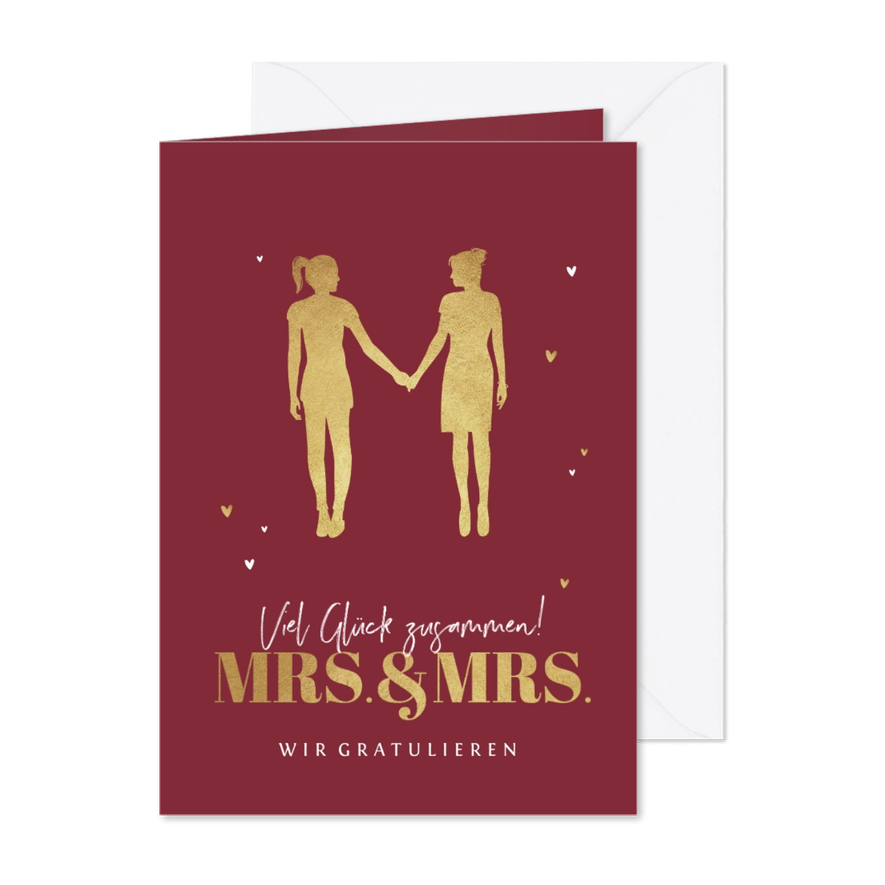 Hochzeit Glückwunschkarte Mrs. & Mrs. gold - Karteneindruck