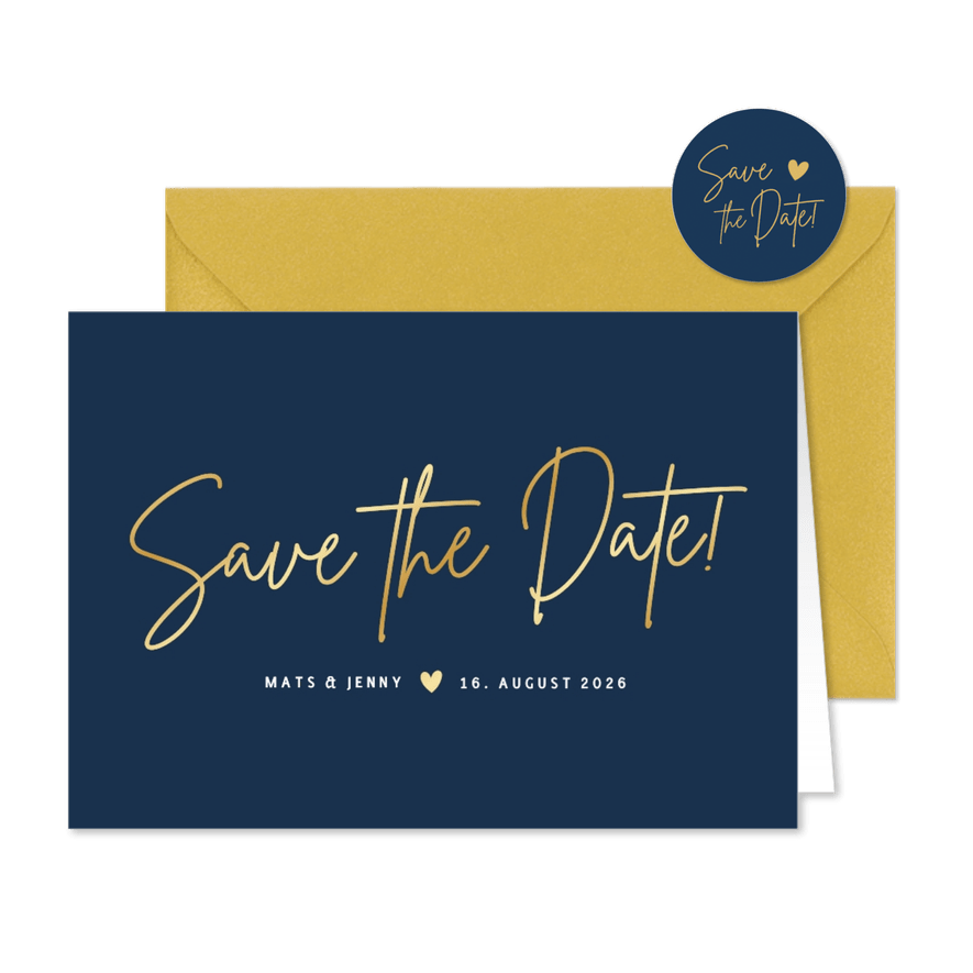 Hochzeit Save-the-Date-Karte klassisch Dunkelblau - Karteneindruck
