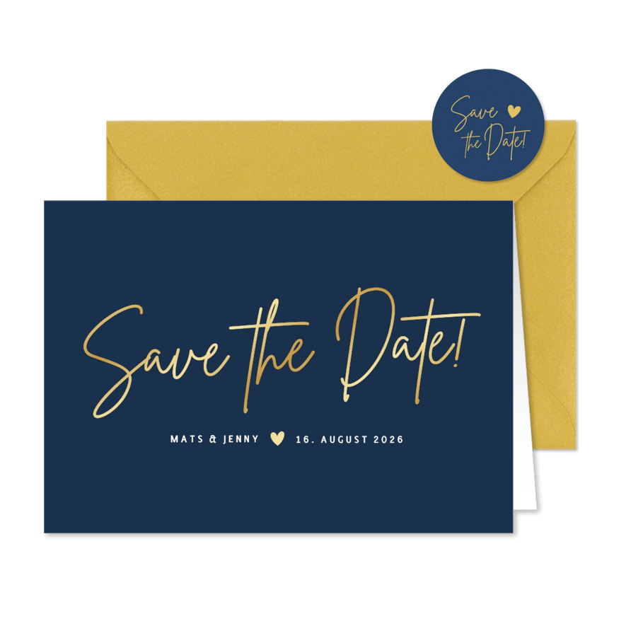 Hochzeit Save-the-Date-Karte klassisch Dunkelblau - Karteneindruck