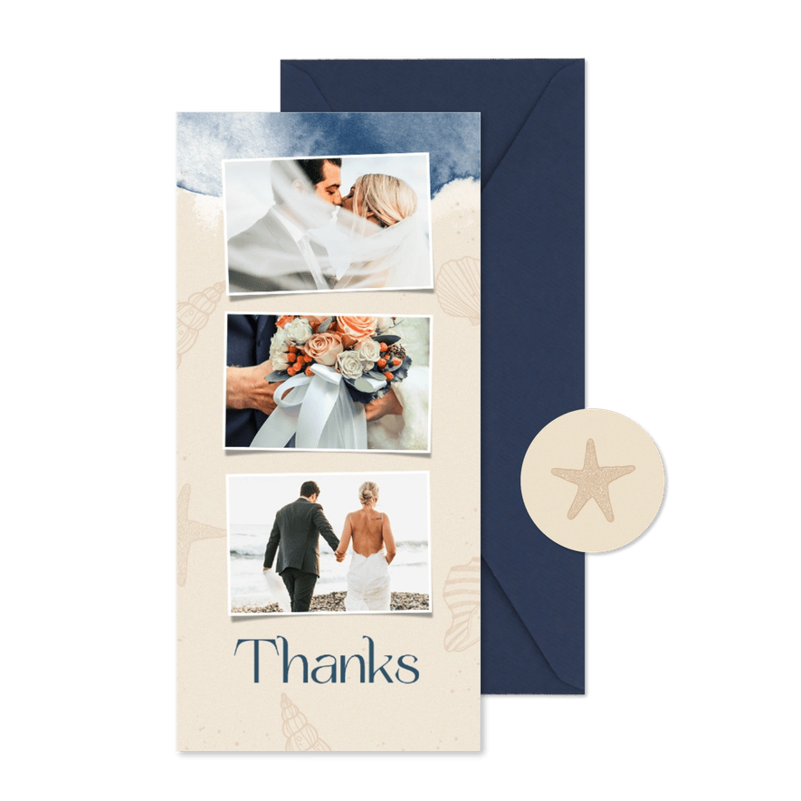 Hochzeits-Dankeskarte Brandung  - Karteneindruck