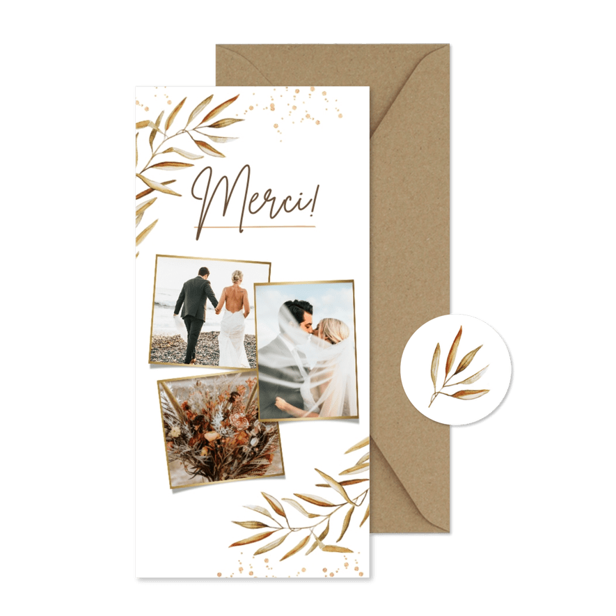 Hochzeits-Dankeskarte feine Zweige - Karteneindruck
