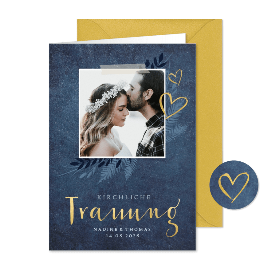 Hochzeits-Kirchenheft botanisch & Foto - Karteneindruck