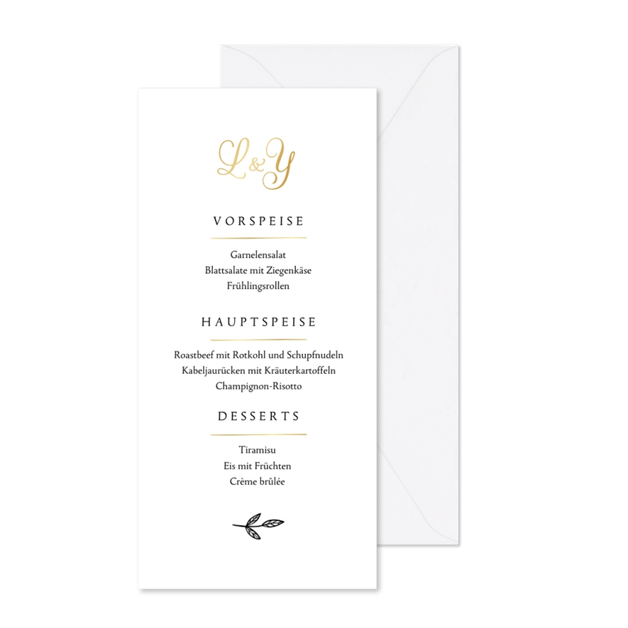 Hochzeits-Menükarte Illustration klassisch - Karteneindruck
