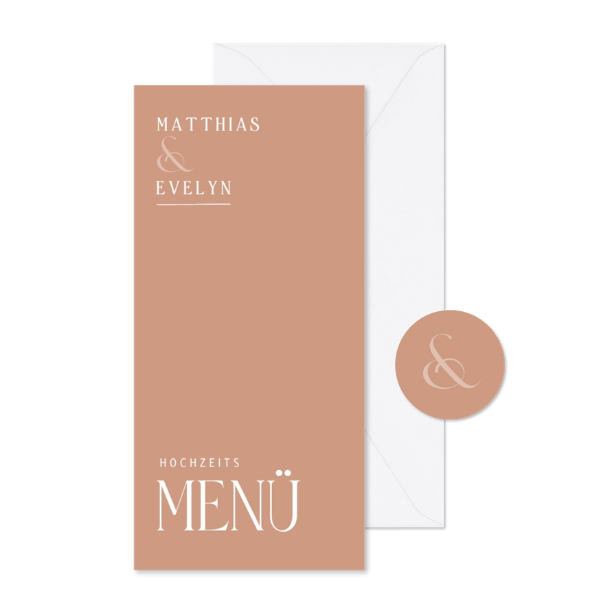 Hochzeits-Menükarte typografisch - Karteneindruck
