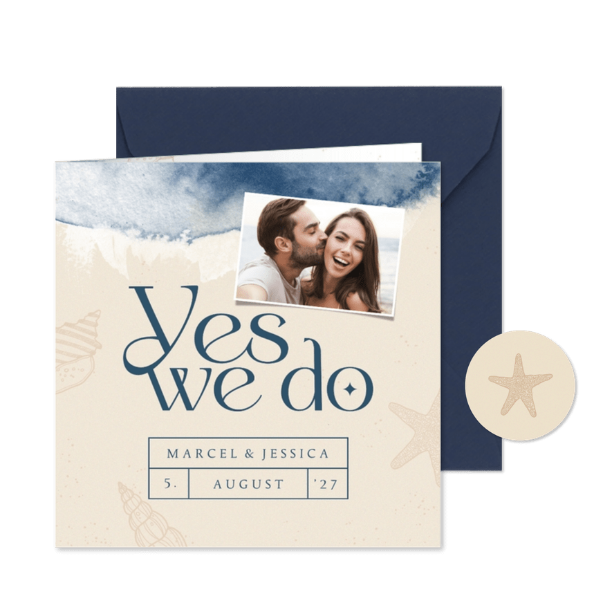 Hochzeitseinladung Brandung - Karteneindruck

